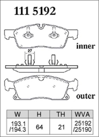 Тормозные колодки Dixcel Premium P-1115192 Mercedes Benz W166 X116, JEEP Grand Cherokee, DODGE Durango 2 передние