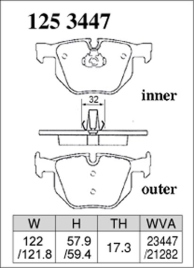 Тормозные колодки Dixcel Premium P-1253447 BMW X5 E70, F15, F85, X6 E71, E72, F16, F86, задние