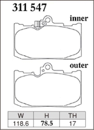 Тормозные колодки Dixcel EXTRA Cruise EC-311547 Toyota Crown Mark X II, Lexus GS460 GS450 GS350 IS350 RC200 RC300 передние