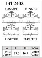 Тормозные колодки Dixcel X type X-1312402 Audi Brembo® A4(8W) A5 8W A6(4A) Q5(FYB) передние