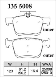 Тормозные колодки Dixcel Premium P-1355008  Audi A3 Q2 TT VW Golf Skoda Karoq Superb задние