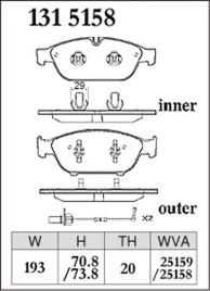 Тормозные колодки Dixcel Premium 1315158 VAG AUDI A7 3.0 TFSI QTR 4GC передние