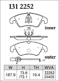 Тормозные колодки Dixcel Premium P-1312252 VAG AUDI A6/A7(4G) передние