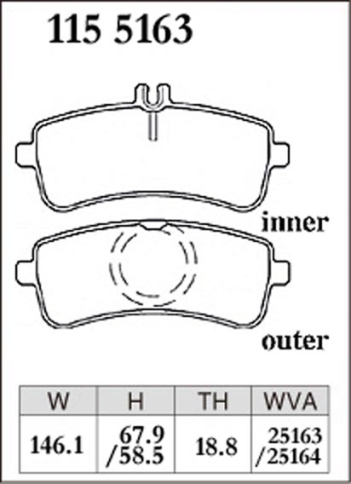 Тормозные колодки Dixcel EXTRA Speed ES-1155163 Mercedes Benz AMG GT X290, C-class W205,A205, S205, S-class W222, V222, X222, SL R231, задние фото 4