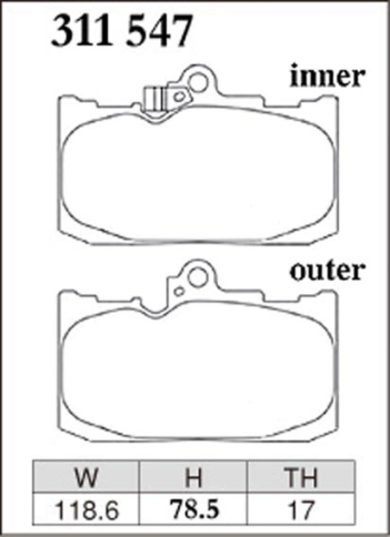 Тормозные колодки Dixcel EXTRA Cruise EC-311547 Toyota Crown Mark X II, Lexus GS460 GS450 GS350 IS350 RC200 RC300 передние фото 1