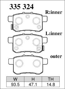 Тормозыне колодки Dixcel EXTRA Speed ES-335234 Honda Accord CU1 CU2, Inspire CW2, Acura TSX CU#, задние фото 1